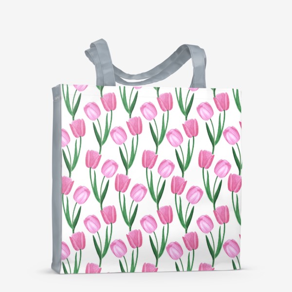 Сумка-шоппер «Розовые тюльпаны. Букет акварельных цветов.»