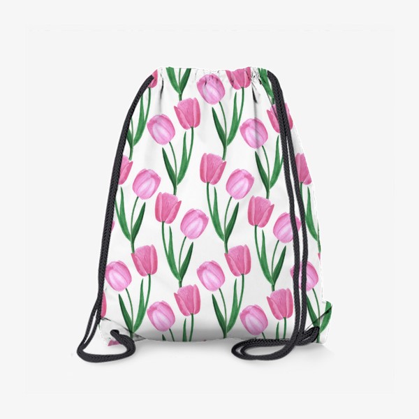 Рюкзак «Розовые тюльпаны. Букет акварельных цветов.»