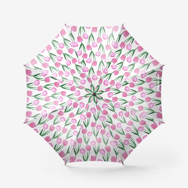 Зонт «Розовые тюльпаны. Букет акварельных цветов.»