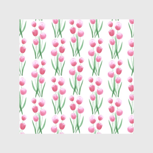 Скатерть «Розовые тюльпаны. Букет акварельных цветов.»