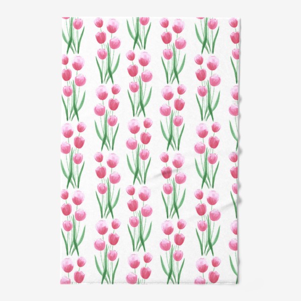 Полотенце «Розовые тюльпаны. Букет акварельных цветов.»