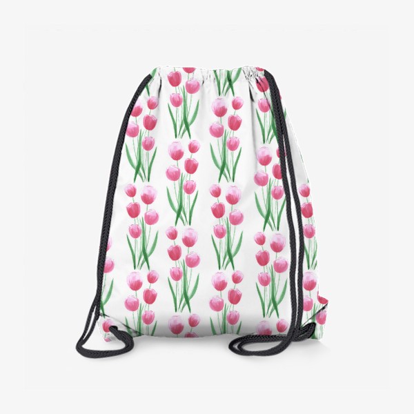 Рюкзак «Розовые тюльпаны. Букет акварельных цветов.»