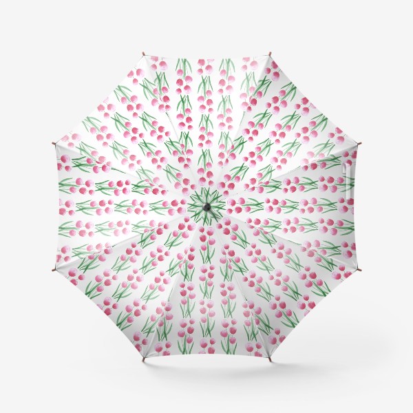Зонт «Розовые тюльпаны. Букет акварельных цветов.»