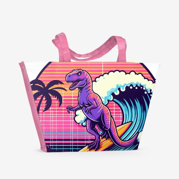 Пляжная сумка «Тираннозавр на доске для серфинга»