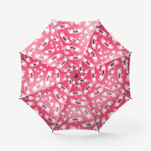 Зонт «Розовы паттерн с ангелами сердцами»