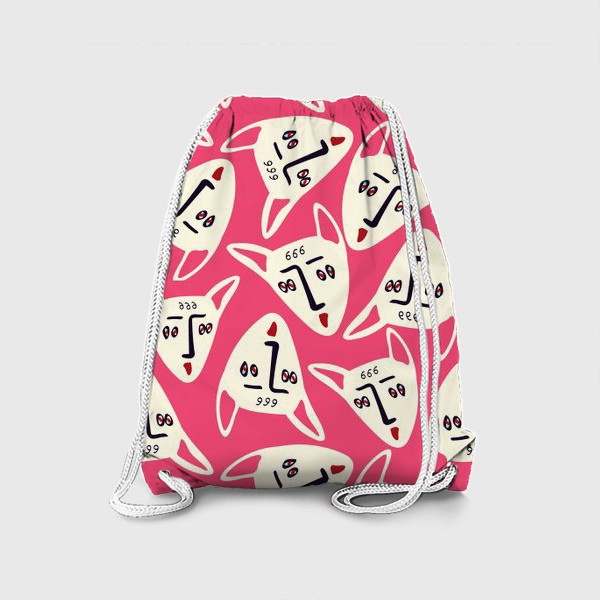 Рюкзак «Розовый паттерн с котиками»