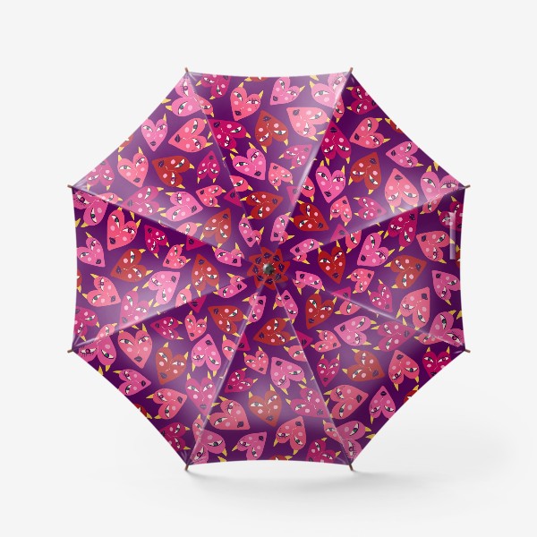 Зонт «Фиолетовый паттерн с дьявольскими сердцами»