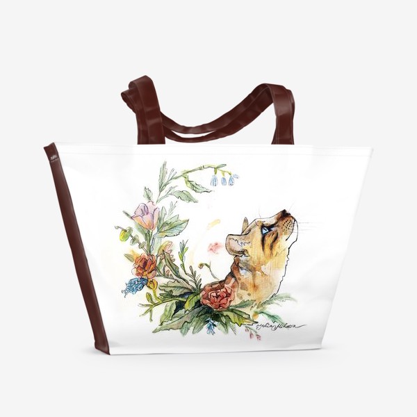 Пляжная сумка «Кошка в цветах»