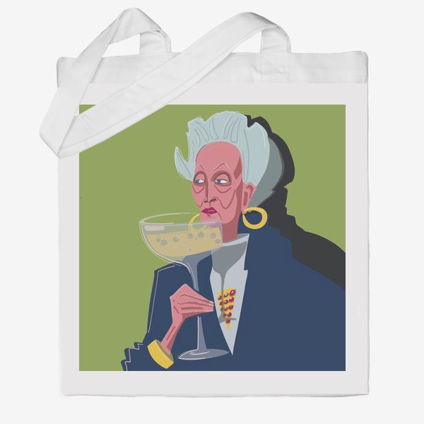 Сумка хб «Пожилая женщина с шампанским »
