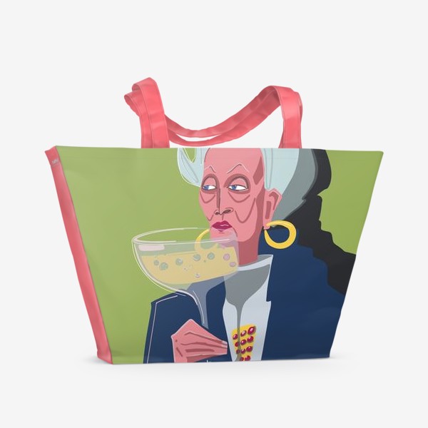 Пляжная сумка «Пожилая женщина с шампанским »