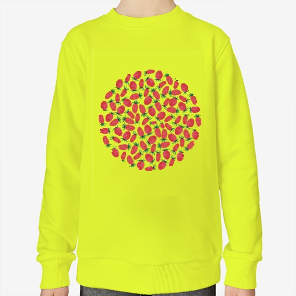 Свитшот «Сочные ягоды земляники. Красный паттерн в форме круга.»