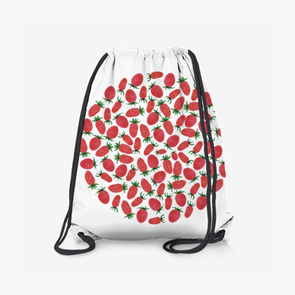 Рюкзак «Сочные ягоды земляники. Красный паттерн в форме круга.»