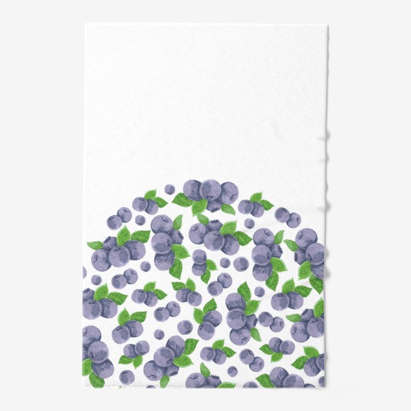 Полотенце «Сочные ягоды голубики с зелеными листьями. Паттерн в форме круга.»