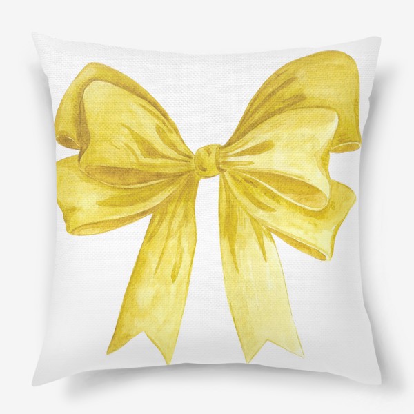 Подушка «Желтый яркий акварельный бант.»