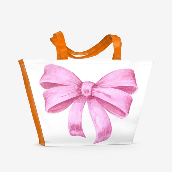 Пляжная сумка «Яркий розовый акварельный  подарочный бант.»