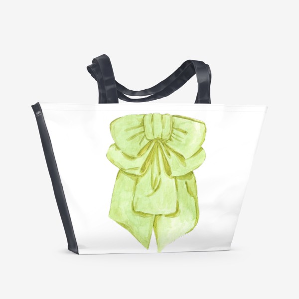 Пляжная сумка «Яркий зеленый акварельный  подарочный бант.»