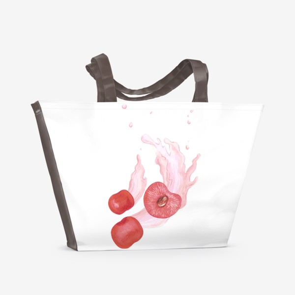 Пляжная сумка «Сочная спелая вишня с соком.»