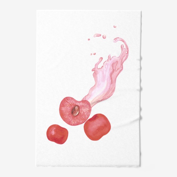 Полотенце «Сочная спелая вишня с соком. Красные ягоды.»