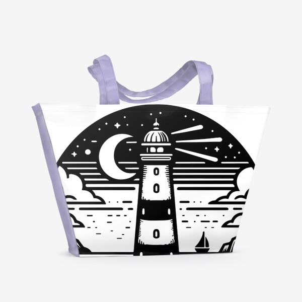 Пляжная сумка «Маяк и ночное море»