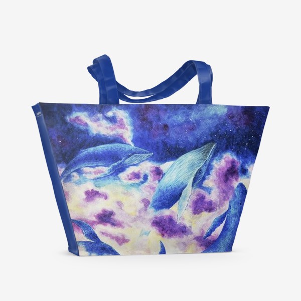 Пляжная сумка «Киты в закатных облаках»