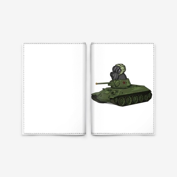 Обложка для паспорта «Собака на игрушечном танке т-34 Шотландский скотч терьер»