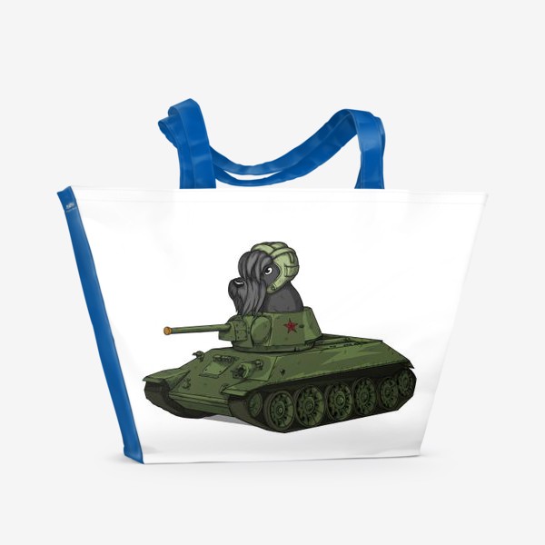 Пляжная сумка «Собака на игрушечном танке т-34 Шотландский скотч терьер»