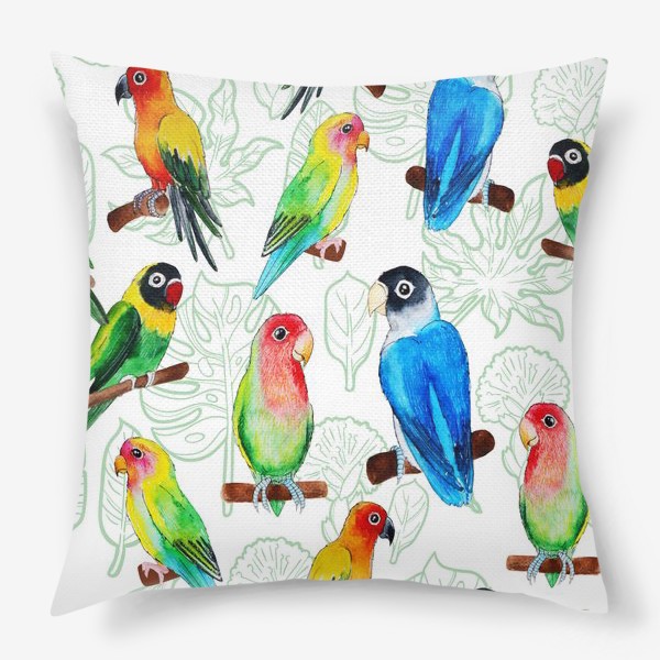 Подушка «Разноцветные попугаи»