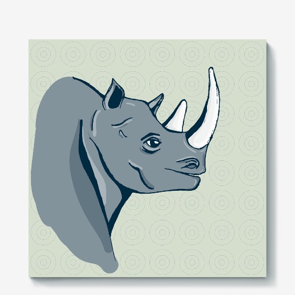Холст «Африканский носорог в рисованном стиле»