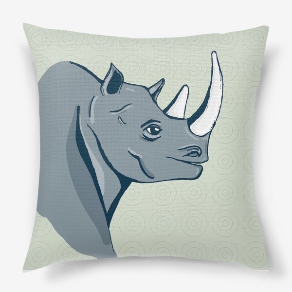 Подушка &laquo;Африканский носорог в рисованном стиле&raquo;