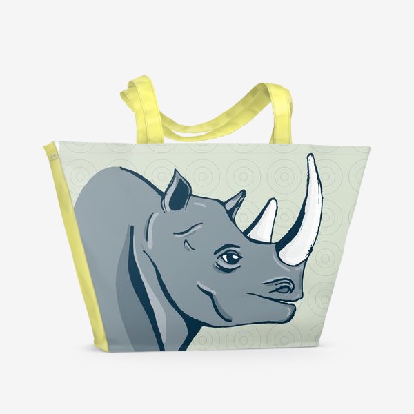 Пляжная сумка &laquo;Африканский носорог в рисованном стиле&raquo;
