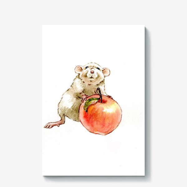 Холст «Мышонок и яблоко»