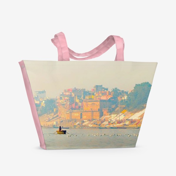 Пляжная сумка «Лодочка на реке Ганга»