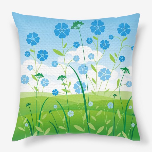 Подушка «Голубые цветы в поле.»