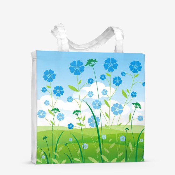 Сумка-шоппер «Голубые цветы в поле.»