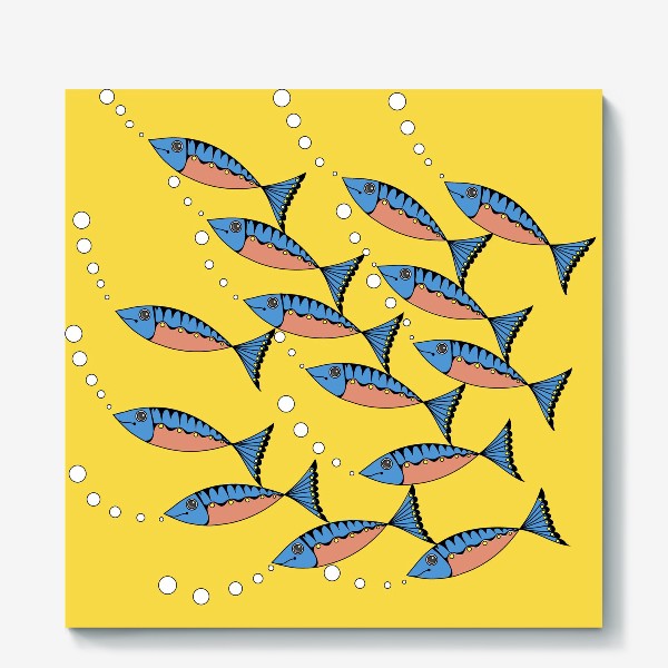 Холст «Орнамент "Рыбы" желтый»