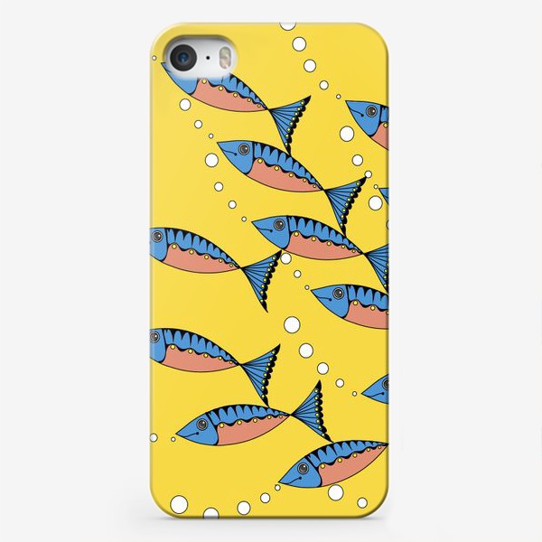 Чехол iPhone «Орнамент "Рыбы" желтый»