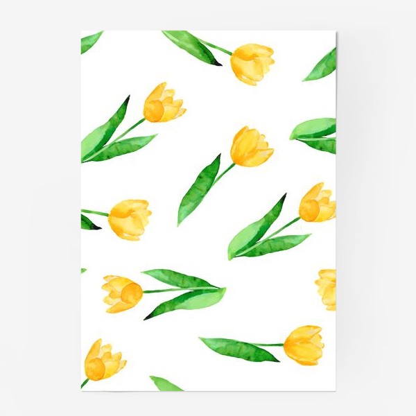 Постер «Желтые тюльпаны. Акварельный узор.»