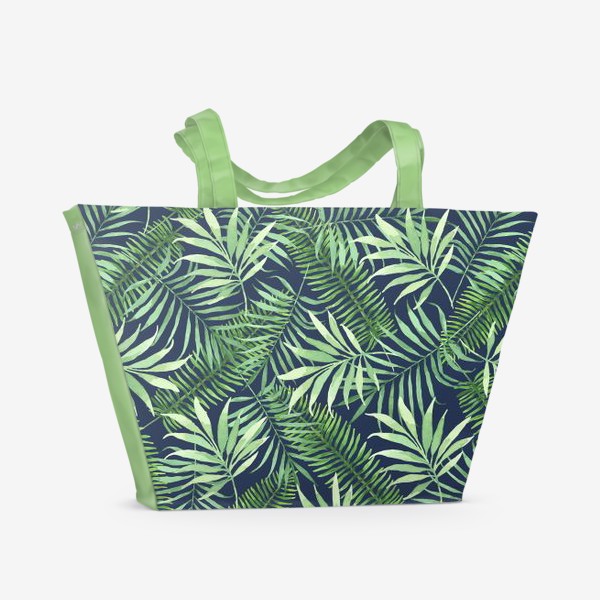 Пляжная сумка «Тропические листья. Акварельный узор 6»