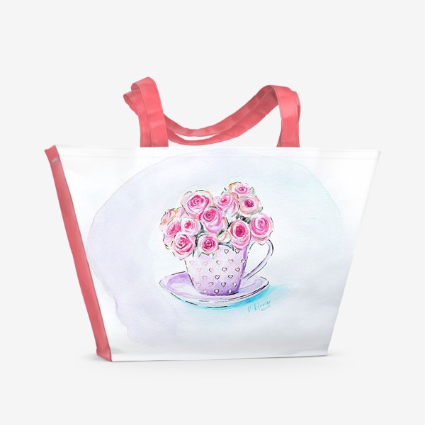 Пляжная сумка «Розы в чашке»
