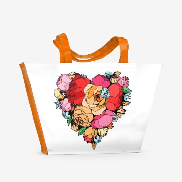 Пляжная сумка «Сердце из пионов»