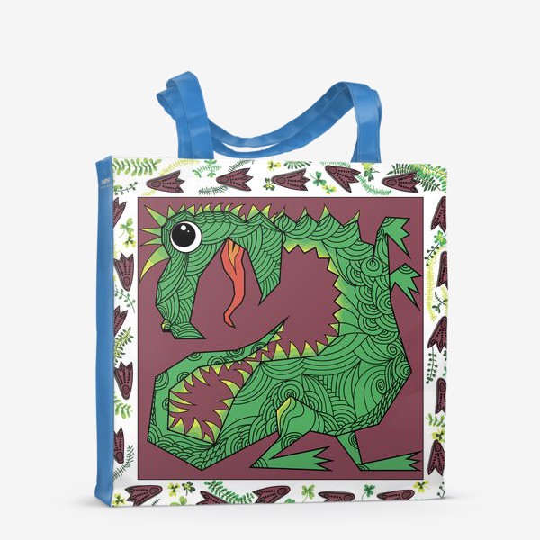 Сумка-шоппер «Динозавр с орнаментом»