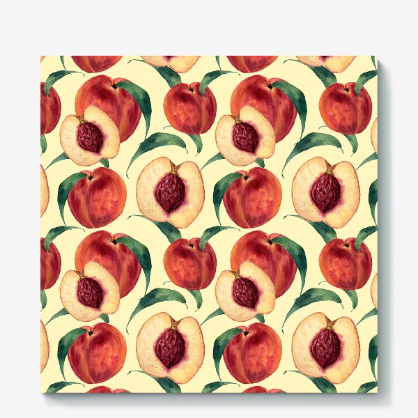 Холст «Сочные сладкие персики в акварели»