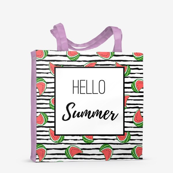 Сумка-шоппер «Hello Summer. Привет Лето - модный принт с летним фоном и каллиграфией»
