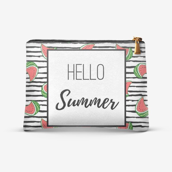 Косметичка «Hello Summer. Привет Лето - модный принт с летним фоном и каллиграфией»