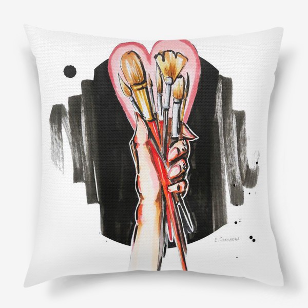 Подушка «Рука художника с кистями»