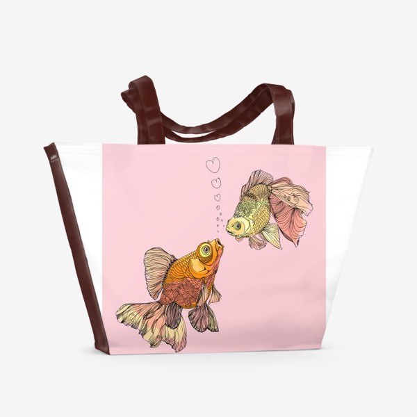 Пляжная сумка «Рыбки любовь (розовый)»