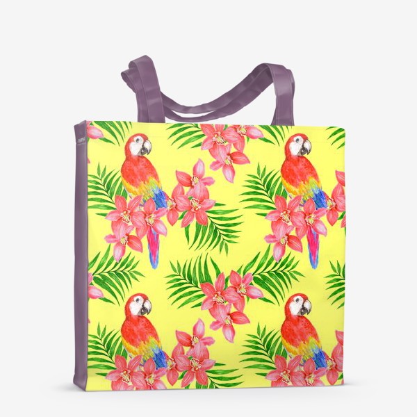 Сумка-шоппер «Тропический паттерн с попугаями»
