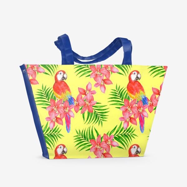 Пляжная сумка &laquo;Тропический паттерн с попугаями&raquo;
