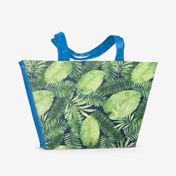 Пляжная сумка «Тропические листья. Акварельный узор 7»