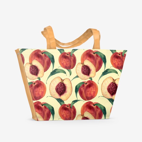 Пляжная сумка &laquo;Сочные сладкие персики в акварели&raquo;